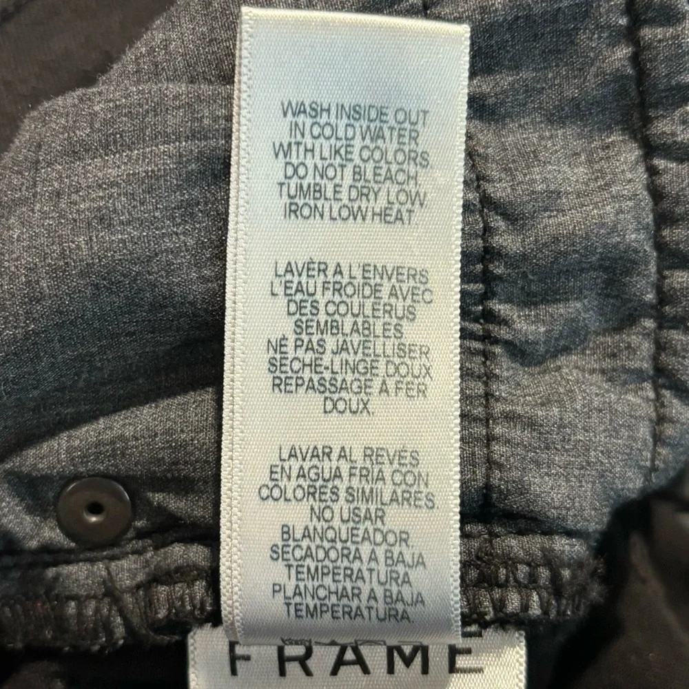 FRAME Sz 28 Le Skinny De Jeanne Crop Busted Knee Raw Hem  Jeans Black - Picture 10 of 11